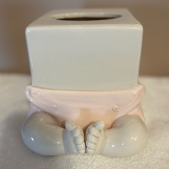 Vintage Fits & Floyd Ceramic Diaper Baby Girl Pink Tissue Box Japan 1986 - Picture 1 of 11